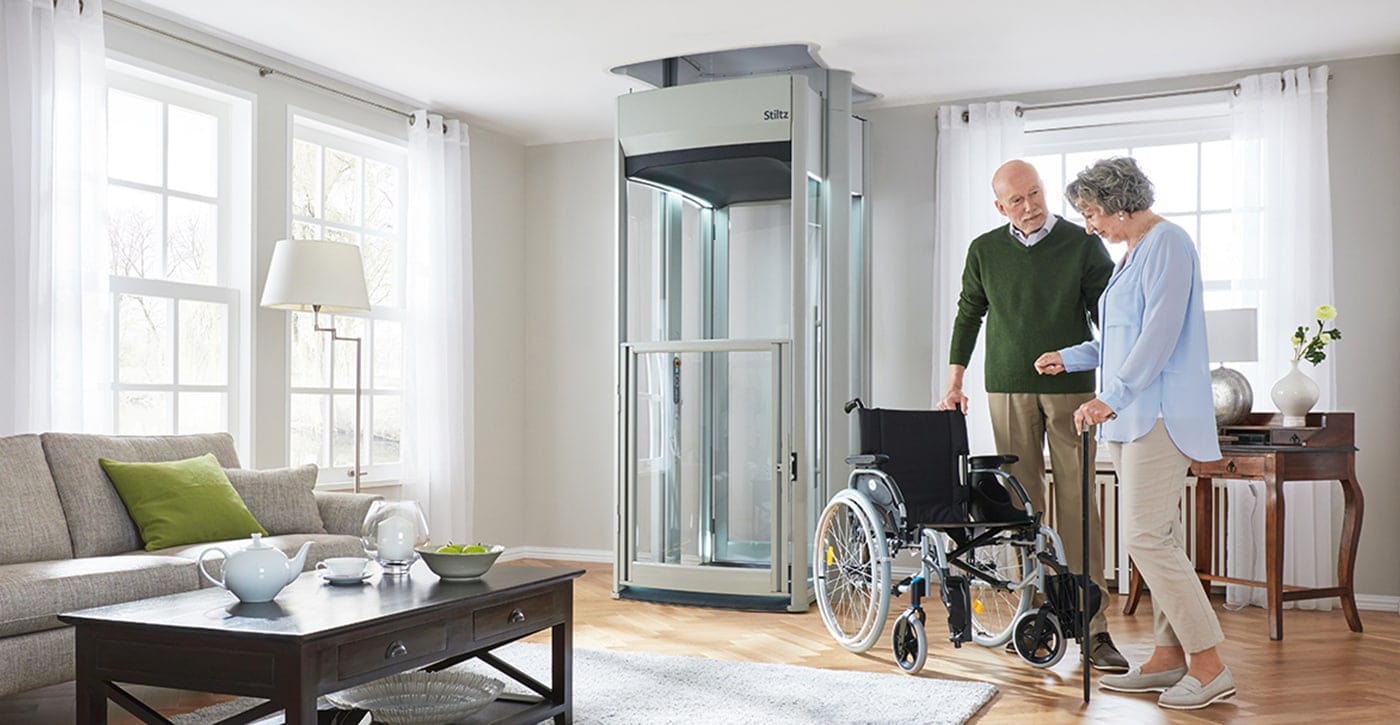 stiltz-trio-plus-home-lift-with-customers Customers with Trio+ Homelift
